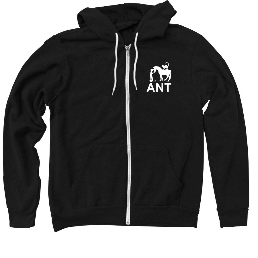 ANT Zip Up Hoodie, a Black Zip Up Hoodie
