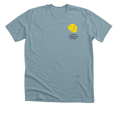2026 Alex's Lemonade Stand T-shirts, a Heather Blue Lagoon Premium Unisex Tee