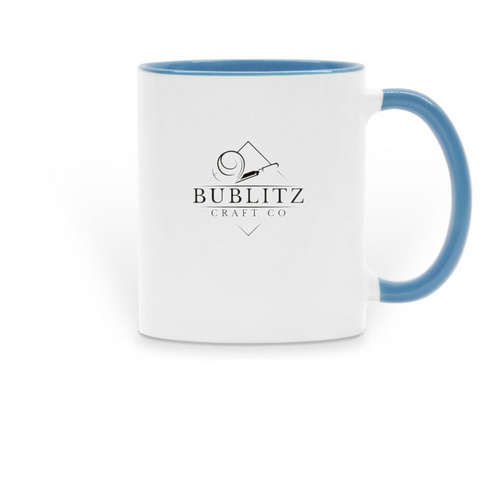 Safety First Mug, a Light Blue Two-Tone Ceramic Mug