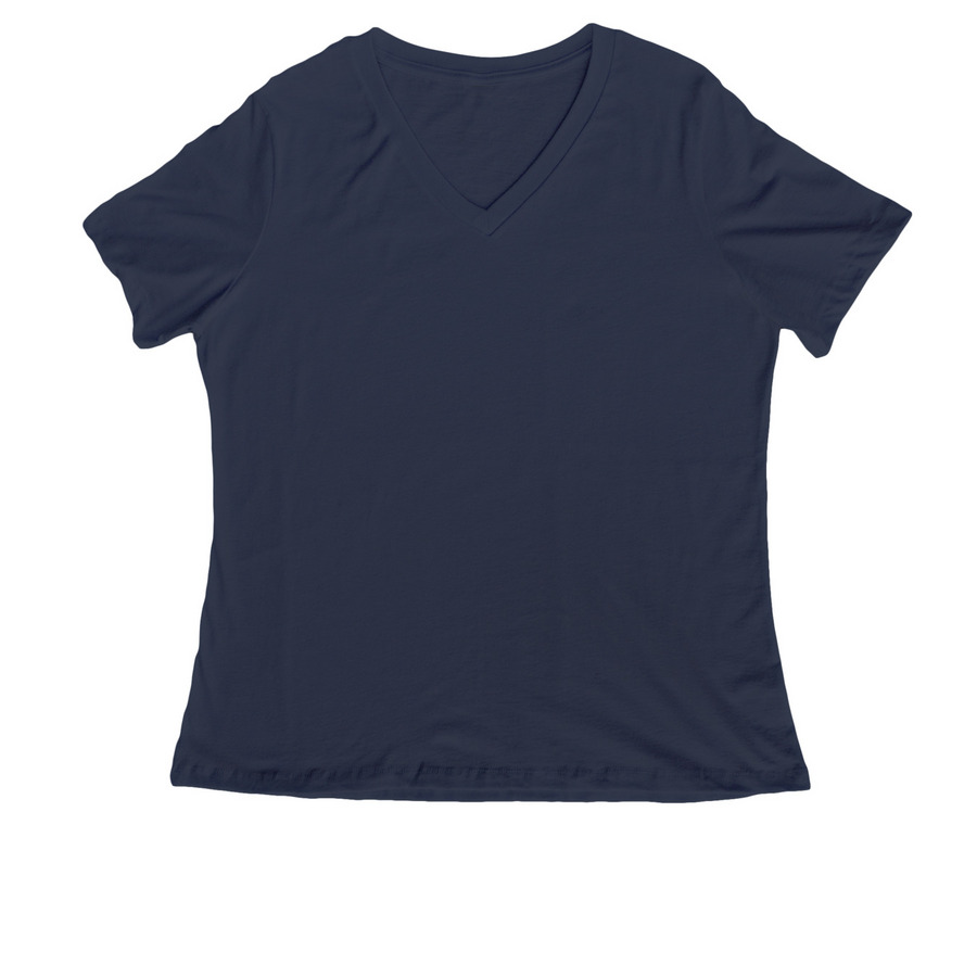 In My Chessie Mom Era (Design on back White), a Navy Women's Relaxed V-Neck Tee