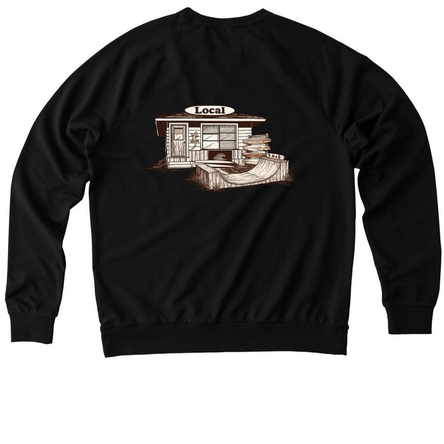 Roam and Refuel Local Surf, a Deep Black Allmade Organic French Terry Crewneck Sweatshirt (back-view)