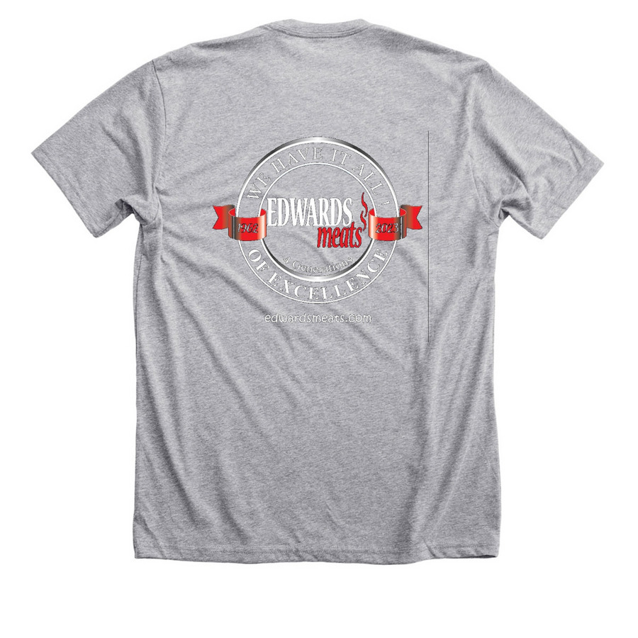 Edwards Meats Wear, a Athletic Heather Premium Unisex Tee (back-view)