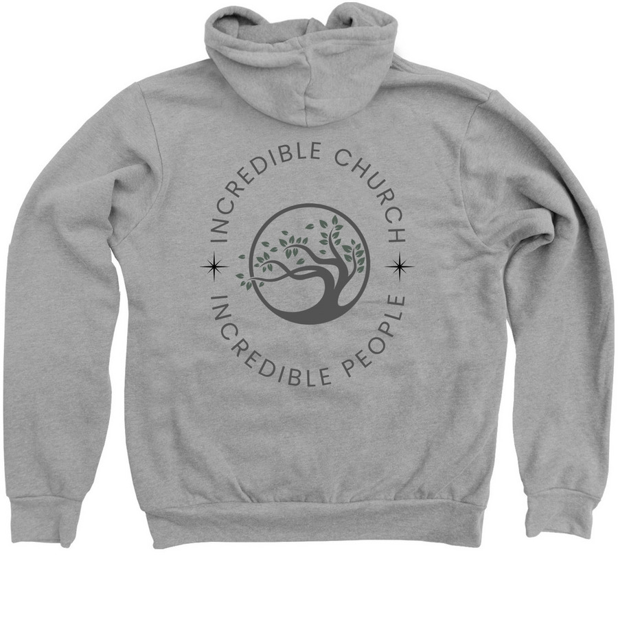Incredible Church * Incredible People, a Athletic Heather Zip Up Hoodie (back-view)