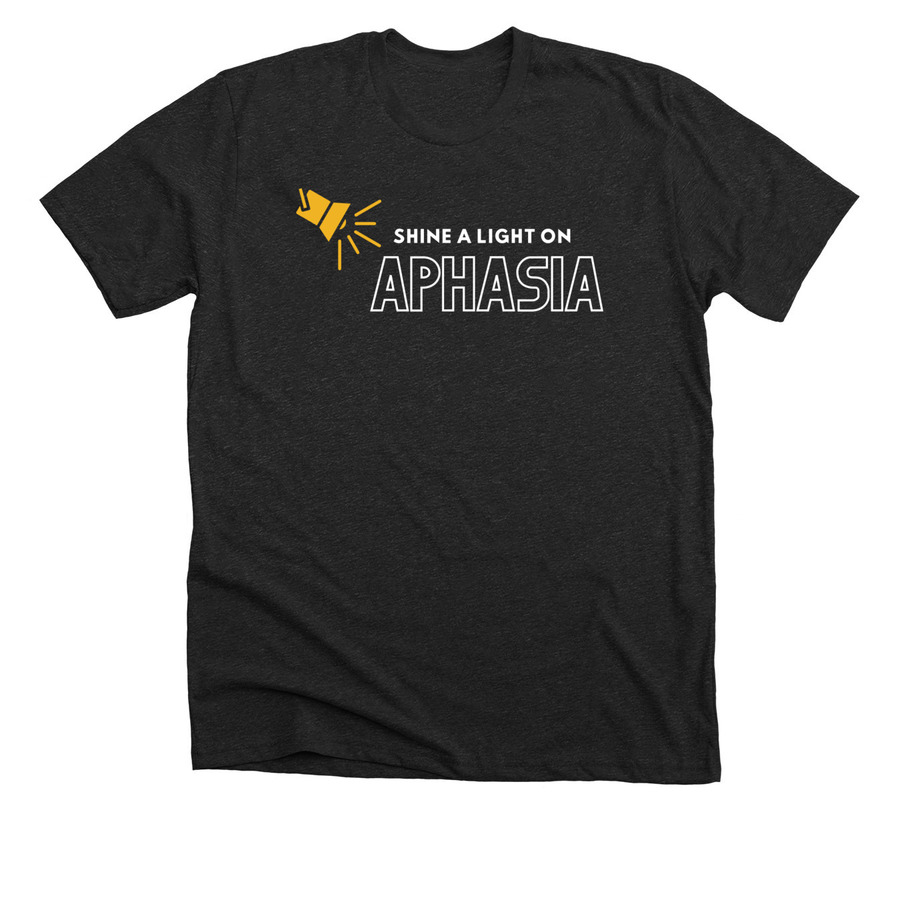 Shine a Light On Aphasia, a Dark Grey Heather Premium Unisex Tee