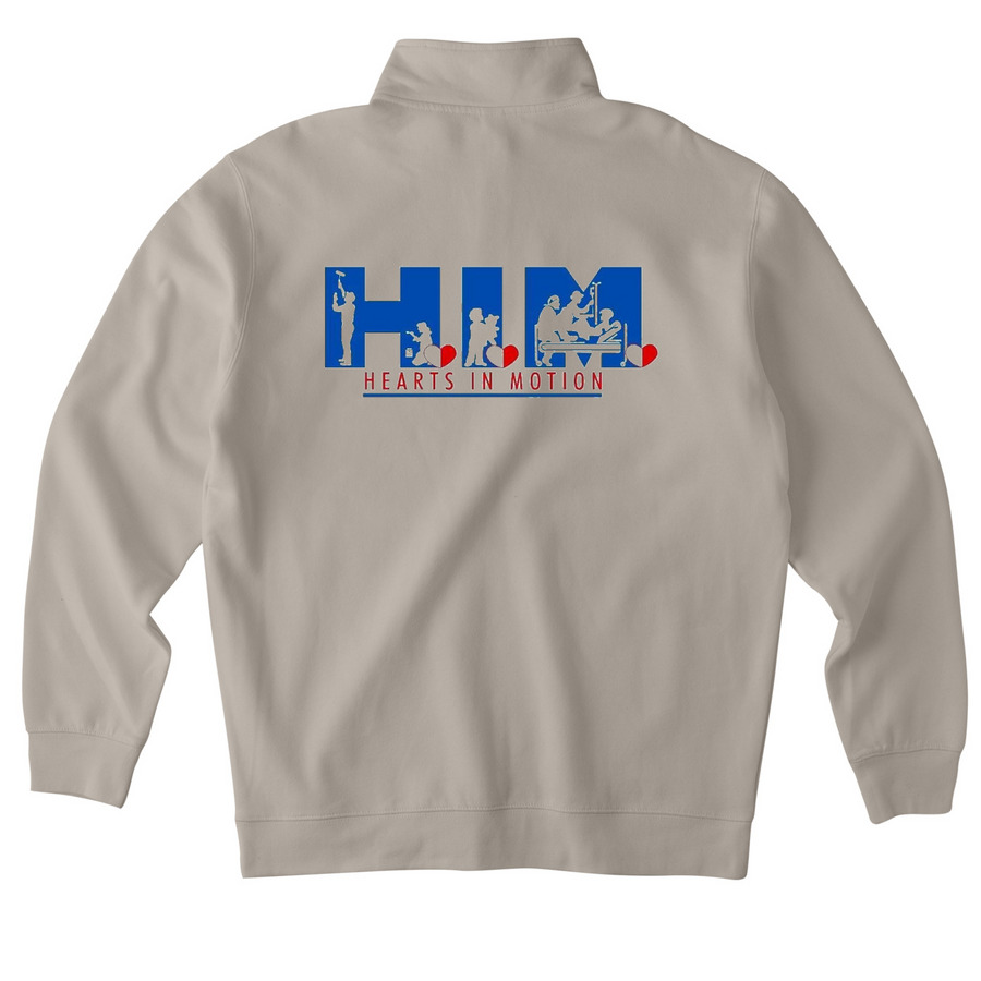 Hearts In Motion Quarter Zip Pullover, a Cement Midweight Quarter Zip Pullover (back-view)