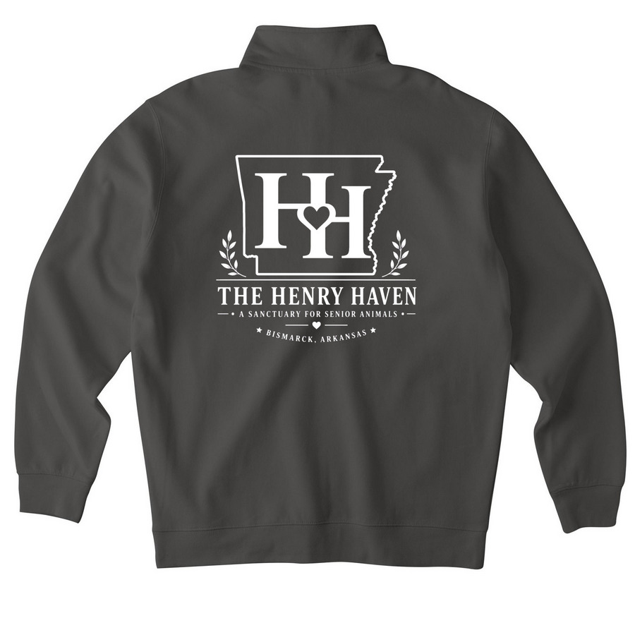 Henry Haven Gear - 2026 Logo, a Asphalt Midweight Quarter Zip Pullover (back-view)