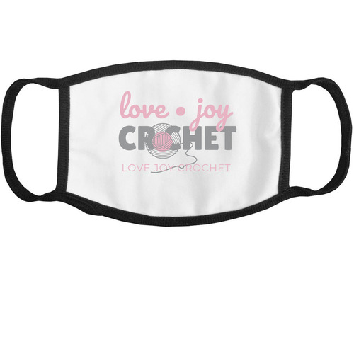Love??Joy? Crochet ?, a White and Black Cotton Face Mask