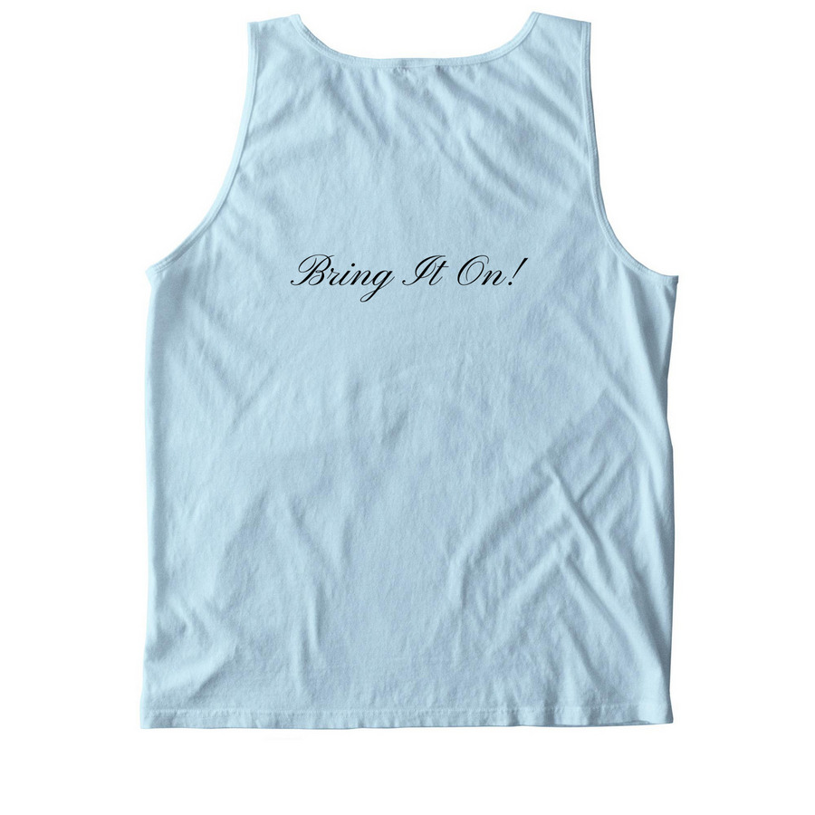 Kuzco Tank Tops, a Chambray Comfort Colors Tank Top (back-view)