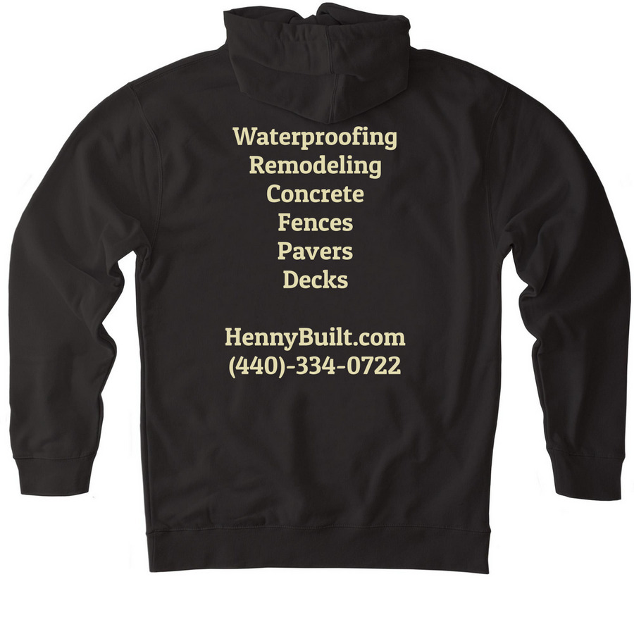 The 'Henny Built' Collection, a Black Heavyweight Pullover Hoodie (back-view)