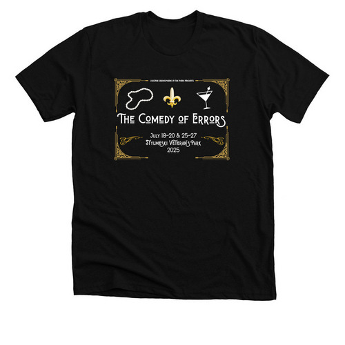 The Comedy of Errors: Livonia Shakespeare '25, a Solid Black Blend Premium Unisex Tee