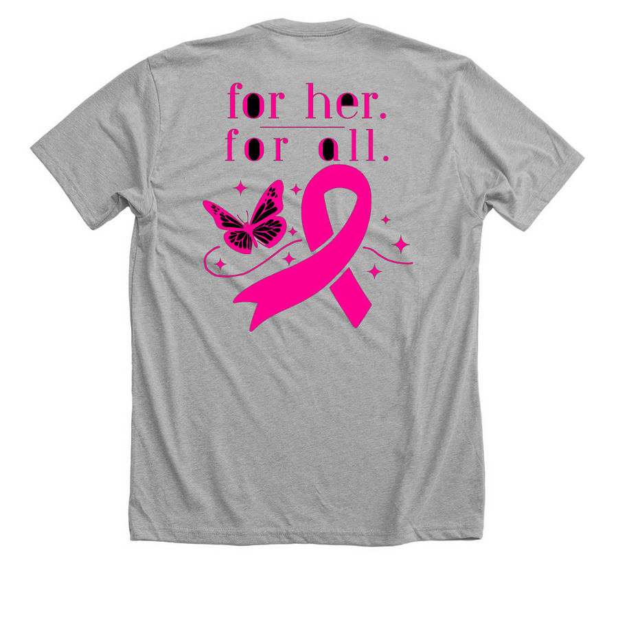 Breast Cancer Awareness Delta Phi Epsilon, a Athletic Heather Premium Unisex Tee (back-view)