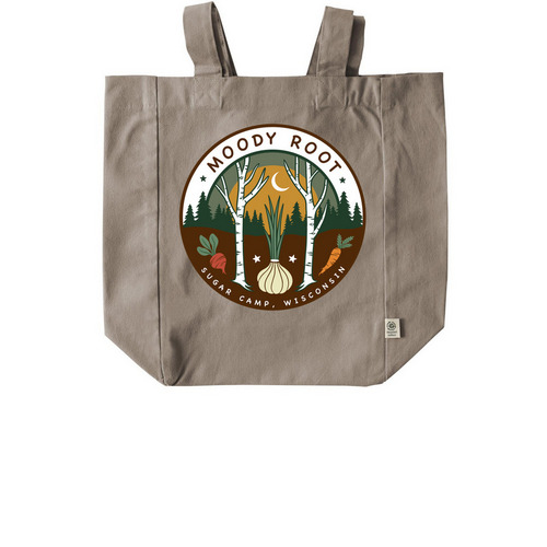 Moody Root Farm tote bag, a Pumice Recycled Cotton Tote Bag