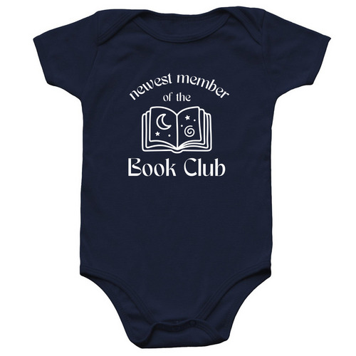 Book Club Onesie, a Navy Infant Onesie