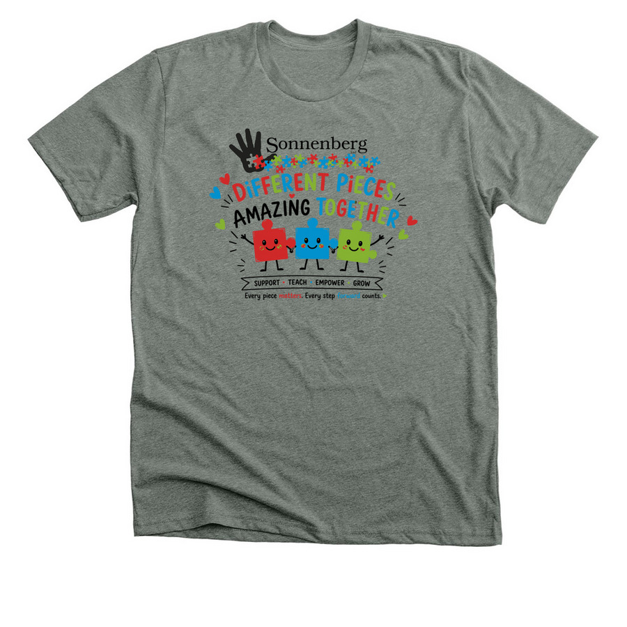 Different Pieces Amazing Together, a Deep Heather Premium Unisex Tee