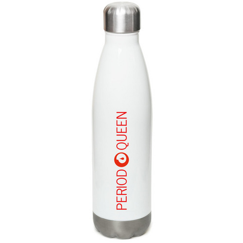 Period Queen Water Bottle, a White Stainless Steel Water Bottle