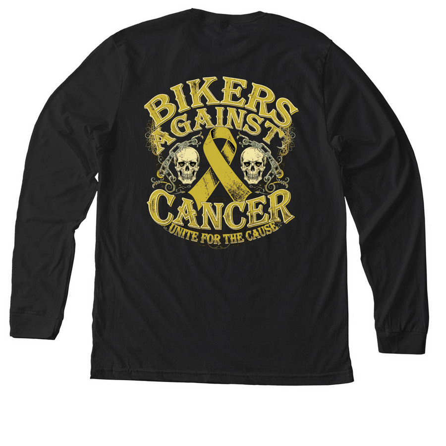 Bikers Against Cancer, a Solid Black Blend Premium Long Sleeve Tee (back-view)