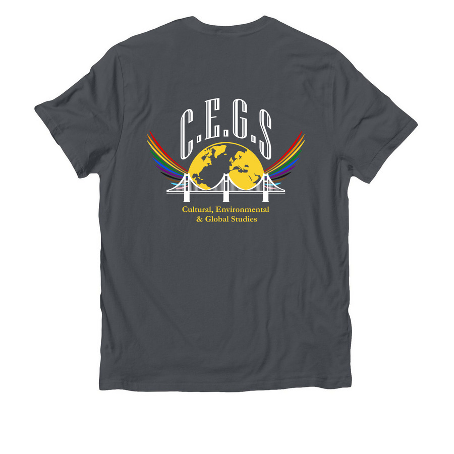 CEGS, a Terrain Grey Allmade Organic Cotton Unisex Tee (back-view)