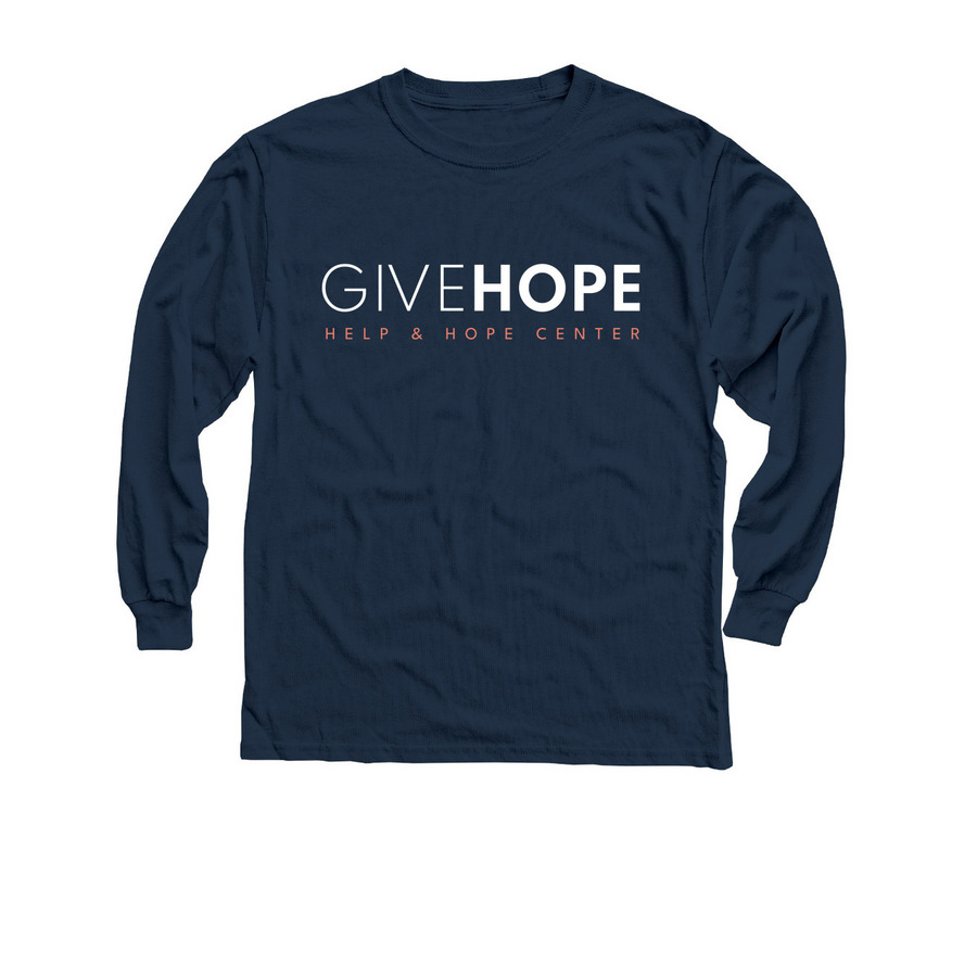 Classic GIVE HOPE logowear, a Navy Youth Long Sleeve Tee