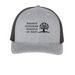 Branch Schools Trucker Hat, a Heather Grey/ Black Printed Five-Panel Trucker Cap