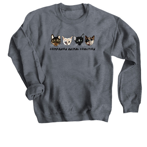 CAC Kitties Group Shirt, a Dark Heather Crewneck Sweatshirt