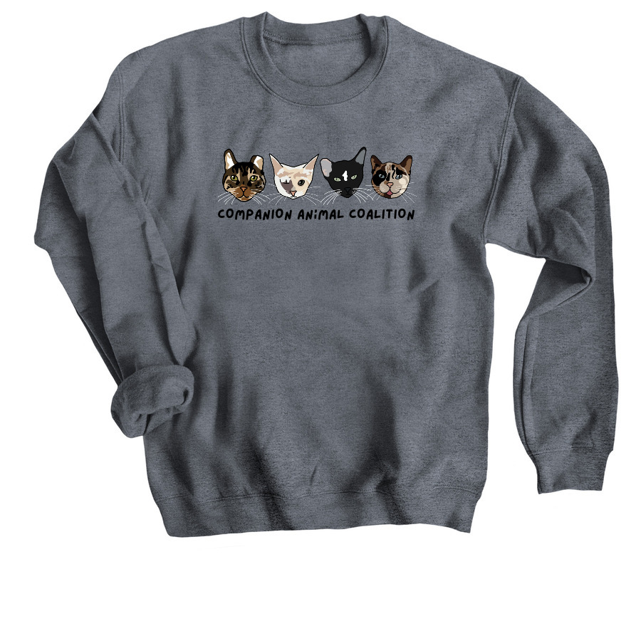 CAC Kitties Group Shirt, a Dark Heather Crewneck Sweatshirt