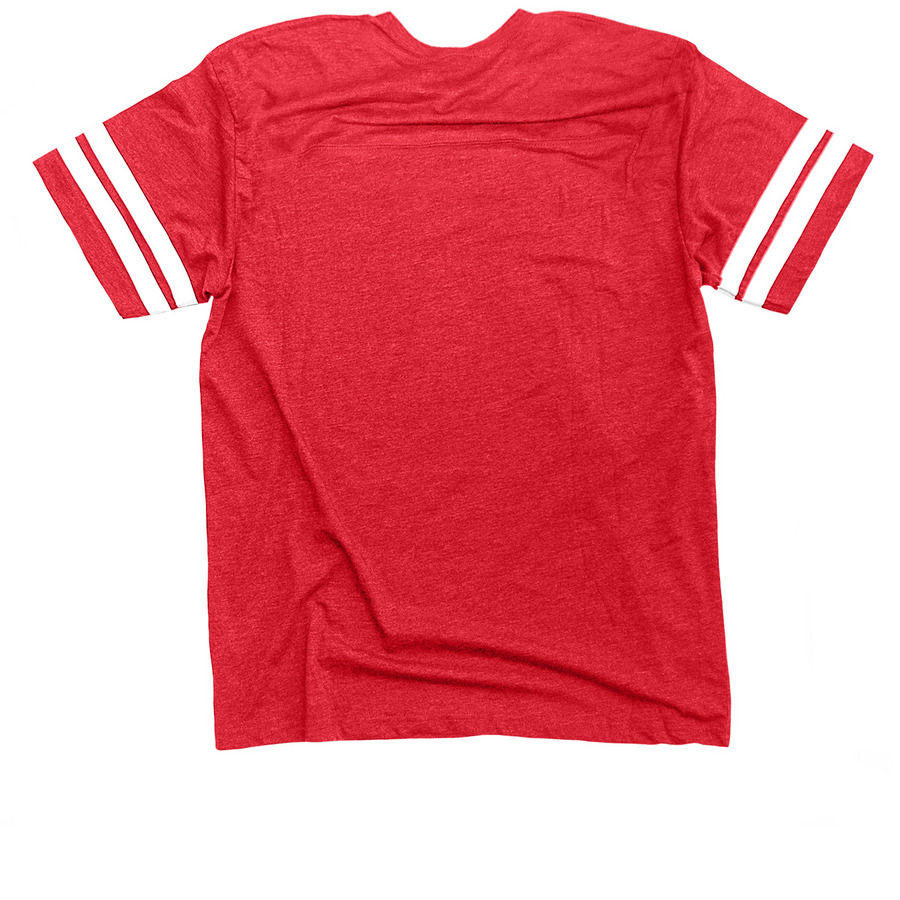 JLGC Jersey Tee, a Vintage Red / White Football Jersey Tee (back-view)