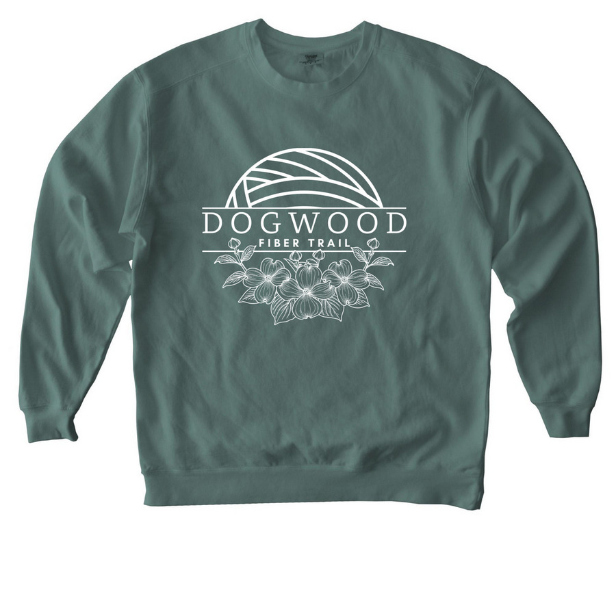 Dogwood Fiber Trail Shirts - White Logo, a Blue Spruce Comfort Colors Crewneck Sweatshirt