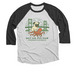 Salt Air, Pug Hair, a Black and Heather White 3/4 Sleeve Baseball Tee