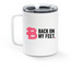 BoMF Brand Travel Mug, a White Stainless Steel Travel Mug (back-view)