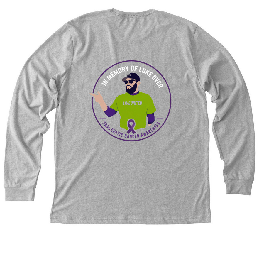 Pancreatic Cancer Awareness - 2026 Edition, a Athletic Heather Premium Long Sleeve Tee (back-view)