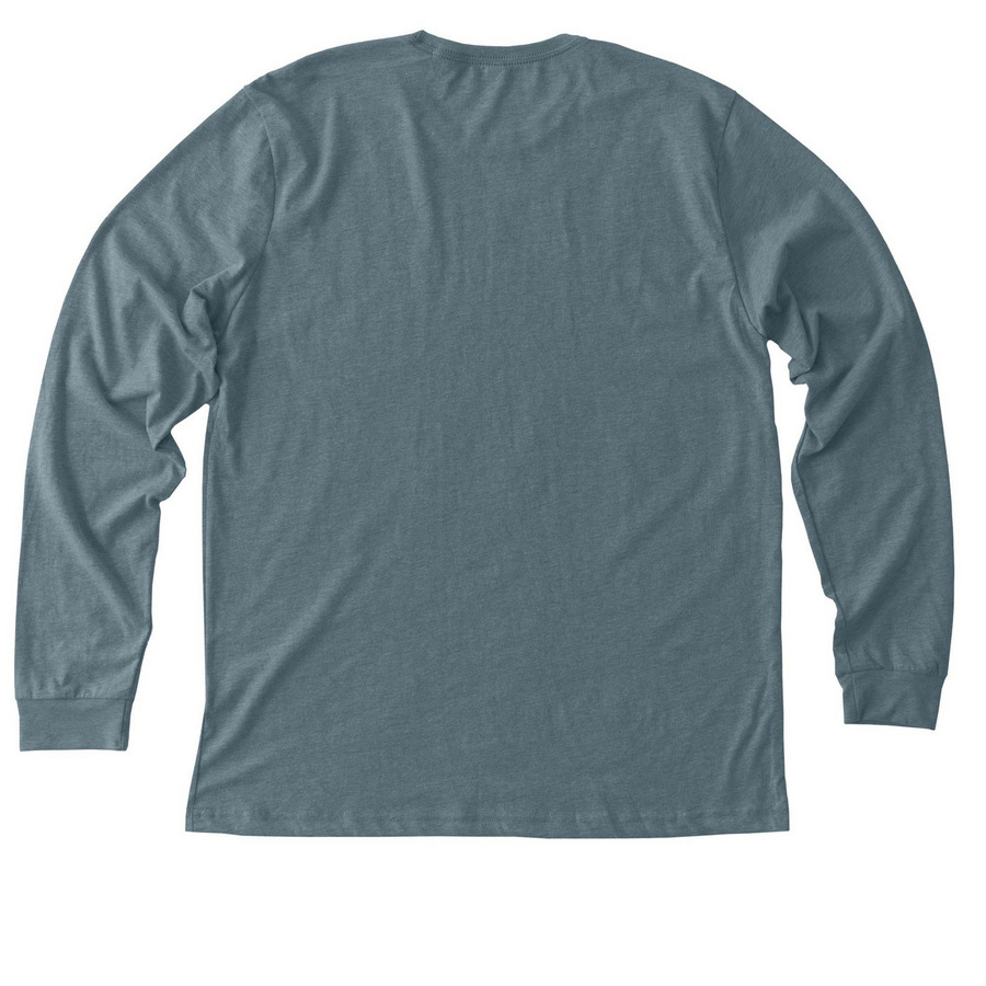 Adult Warm Gear, a Heather Slate Premium Long Sleeve Tee (back-view)