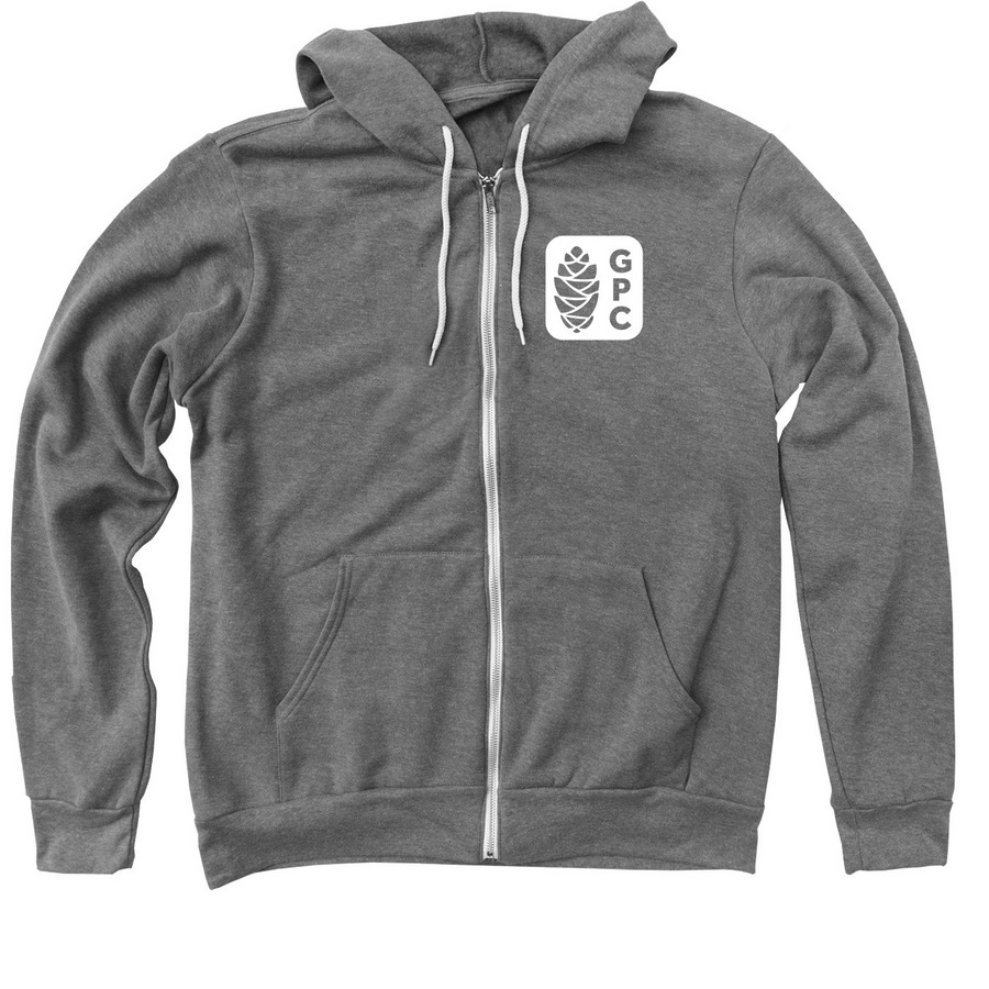 White logo hoodies & sweatshirts, a Deep Heather Zip Up Hoodie