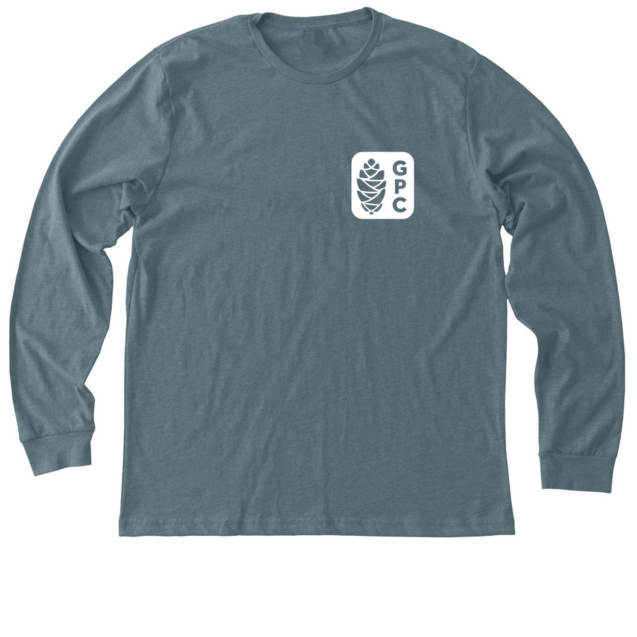 White logo hoodies & shirts, a Heather Slate Premium Long Sleeve Tee