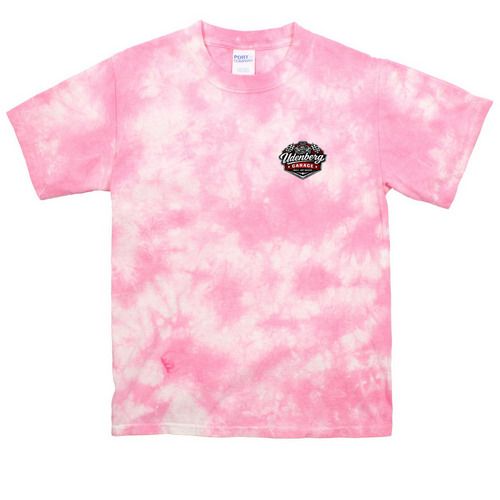 Youth "Udenberg Garage" Tee, a Bright Pink Youth Crystal Tie Dye Tee