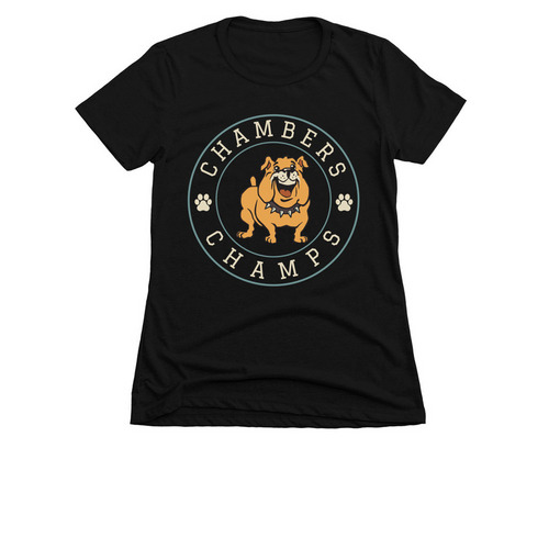 CHAMBERS CHAMPS, a Black Women's Slim Fit Tee