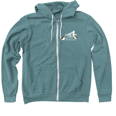 Support Avian Research & Conservation Efforts, a Heather Deep Teal Zip Up Hoodie