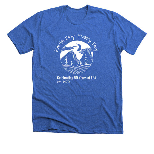 EPA 50th Anniversary Earth Day Shirts, a Heather True Royal Premium Unisex Tee