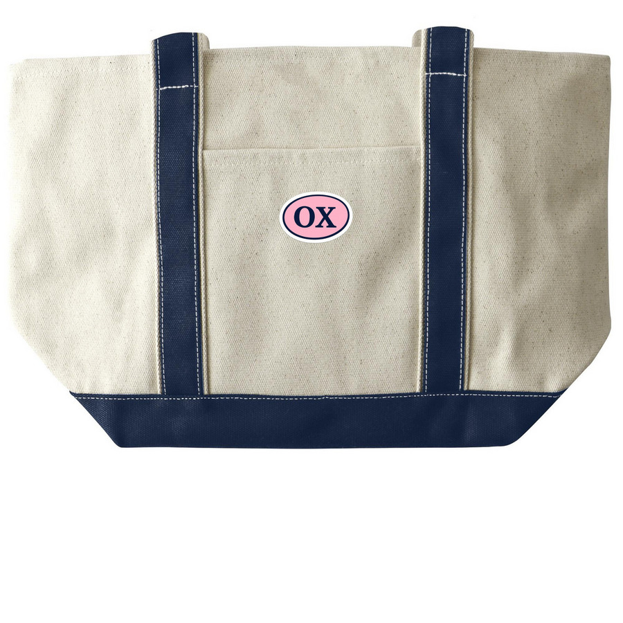 Ox Ridge Totes, a Natural/Navy Large Two-Tone Canvas Tote Bag
