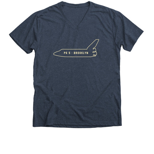 PS5 space navy, a Heather Navy Premium V-Neck Tee
