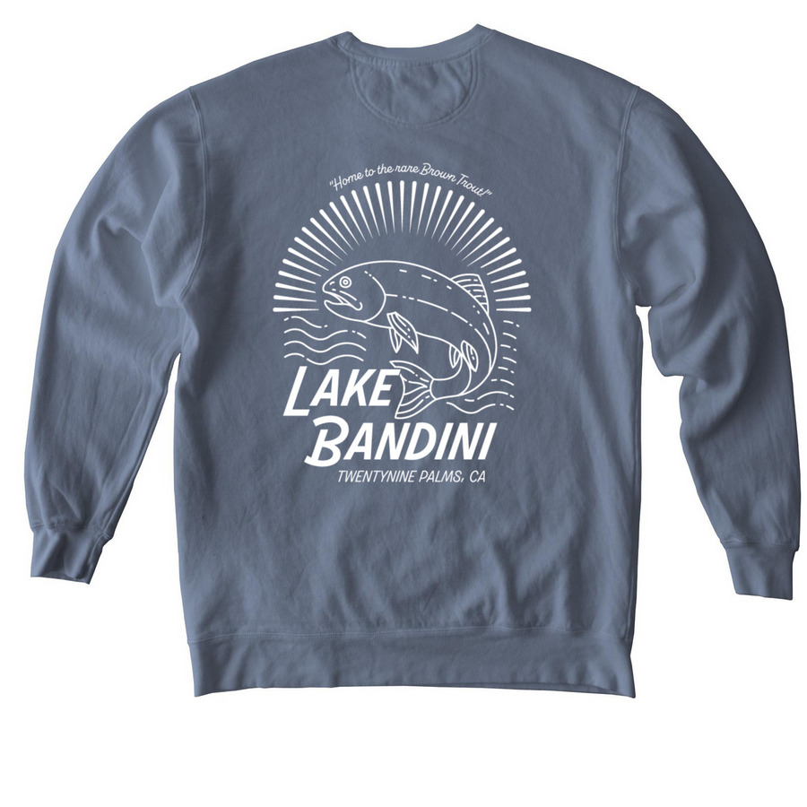 Lake Bandini, a Blue Jean Comfort Colors Crewneck Sweatshirt (back-view)