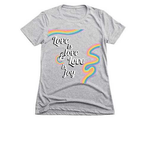 Love is love & Love is joy, a Dark Heather Grey Women's Slim Fit Tee