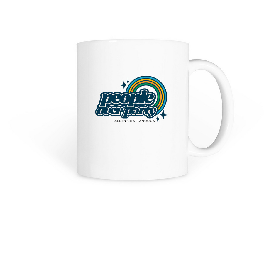 people over party- coffee, a White Coffee Mug