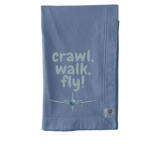 KC-46 Baby Blankets- Crawl, Walk, Fly!, a Blue Jean Comfort Colors Blanket