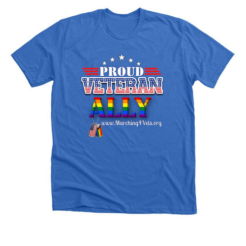 Veteran & Ally, a Heather True Royal Premium Unisex Tee