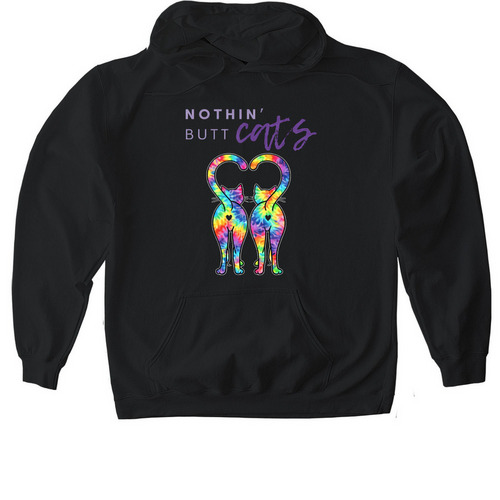 Nothin' Butt Cats Apparel, a Black Gildan Softstyle Pullover Hoodie