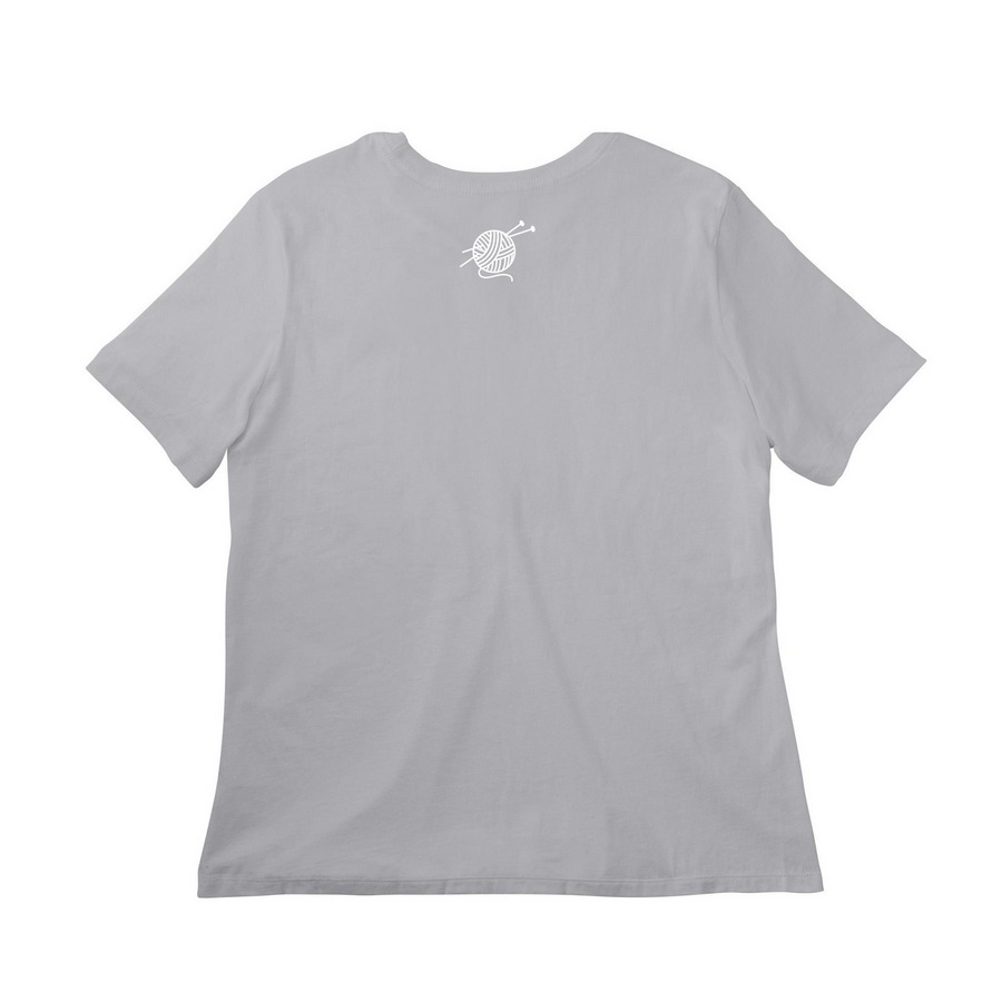 Knit Happens, a Solid Athletic Grey Women?s Relaxed Cotton Tee (back-view)