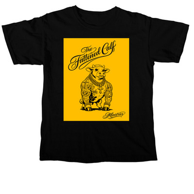 The Fattened Calf T-Shirt, a Black Comfort Colors Unisex Tee