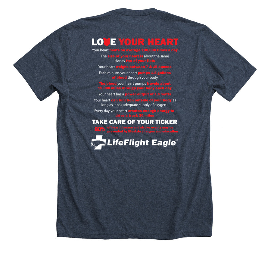 I Heart LifeFlight Eagle, a Heather Midnight Navy Premium Unisex Tee (back-view)
