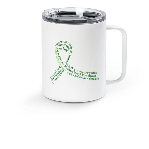 Mental Health Logo Travel Mug, a White Stainless Steel Travel Mug