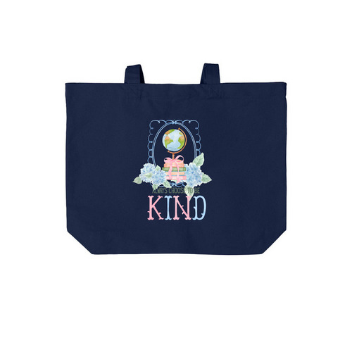 Be Kind, tote, a River Blue Navy Cotton Canvas Tote Bag